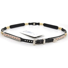 Bandinha Pyramid Preto Strass Rose PY-B40