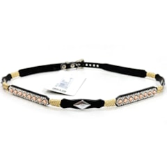 Bandinha Pyramid Preto Strass Rose PY-B40