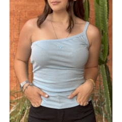 Blusa Decote Ombro Só Nula Manga CMRF51 Azul Bebê