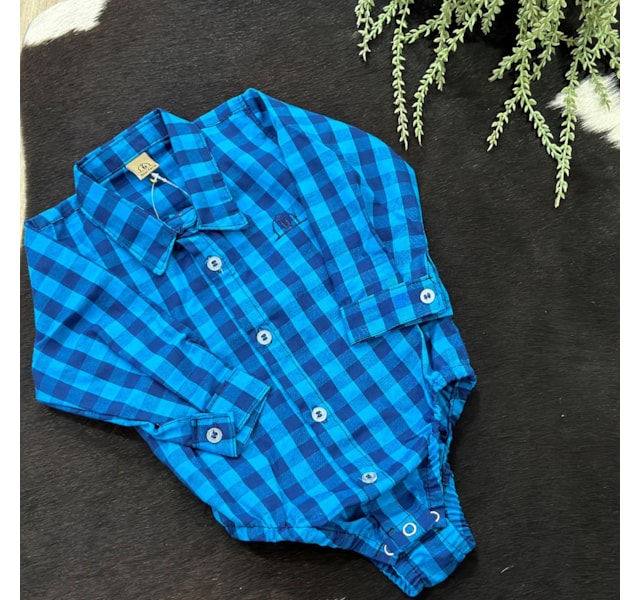 Body Camisa Mini Farm Infantil 020201 Azul/Azul Marinho