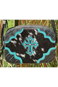 Bolsa Cincow Pelo Preto/Turquesa CW9382