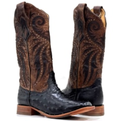 Bota Goyazes Avestruz Cheia Preto/Dlls Tab 253204-AC