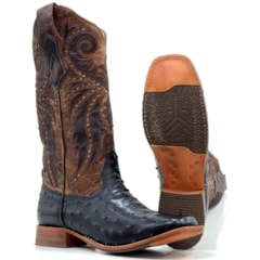 Bota Goyazes Avestruz Cheia Preto/Dlls Tab 253204-AC