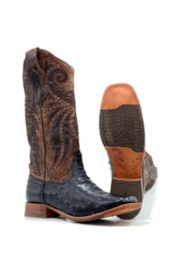Bota Goyazes Avestruz Cheia Preto/Dlls Tab 253204-AC