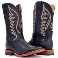 Bota Goyazes Avestruz Preto/Pit Stop Preto 231505-AC