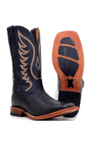 Bota Goyazes Avestruz Preto/Pit Stop Preto 231505-AC