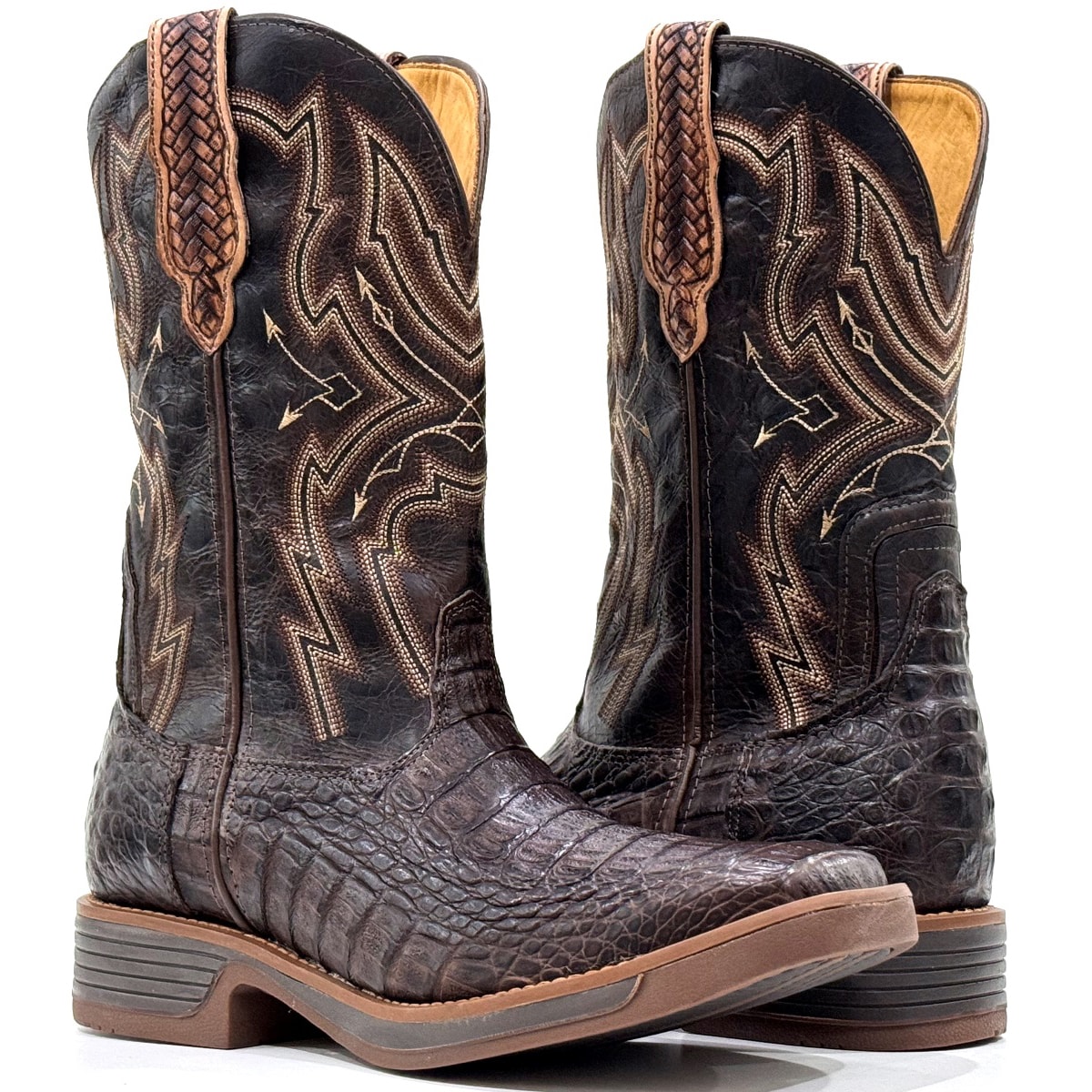 Bota Goyazes Jacaré Barriga Café/Mustang Café 244802-JC | Cris & Cia