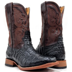 Bota Goyazes Jacaré Preto/Mustang Café 244801-JC