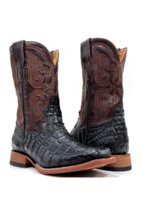 Bota Goyazes Jacaré Preto/Mustang Café 244801-JC