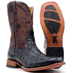 Bota Goyazes Jacaré Preto/Mustang Café 244801-JC