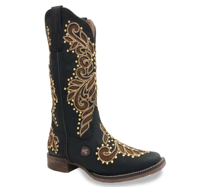 Bota Goyazes Malb Preto/Malb Preto/Dourado H193211-CF