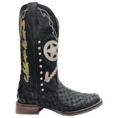Bota Goyazes Pirarucu Preto/Preto Bordado H193209-PF