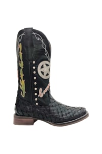 Bota Goyazes Pirarucu Preto/Preto Bordado H193209-PF