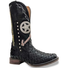 Bota Goyazes Pirarucu Preto/Preto Bordado H193209-PF