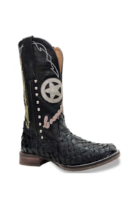 Bota Goyazes Pirarucu Preto/Preto Bordado H193209-PF