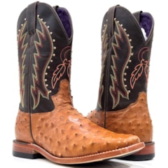 Bota Jácomo Avestruz Cheia Conhaque/Fossil Oil Café 4852/XFR