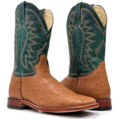 Bota Jácomo Avestruz Lisa Conhaque/Fossil Verde 3202/RXDQ-LS