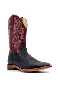 Bota Jácomo Avestruz Lisa Preto/Fossil Vermelho 3132/RGDQ