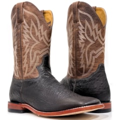 Bota Jácomo Avestruz Liso Preto/Fossil Oil Café 40032/RGDQ