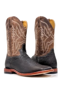 Bota Jácomo Avestruz Liso Preto/Fossil Oil Café 40032/RGDQ