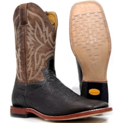 Bota Jácomo Avestruz Liso Preto/Fossil Oil Café 40032/RGDQ