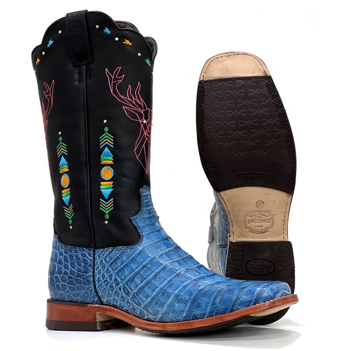 Bota Jácomo Jacaré Azul/ Preto 4882/RCGL (BARRIGA) | Cris & Cia