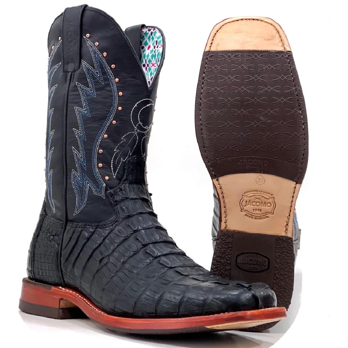 Bota Jácomo Jacaré Preto/Fossil Oil Preto 4852/RCGL | Cris & Cia
