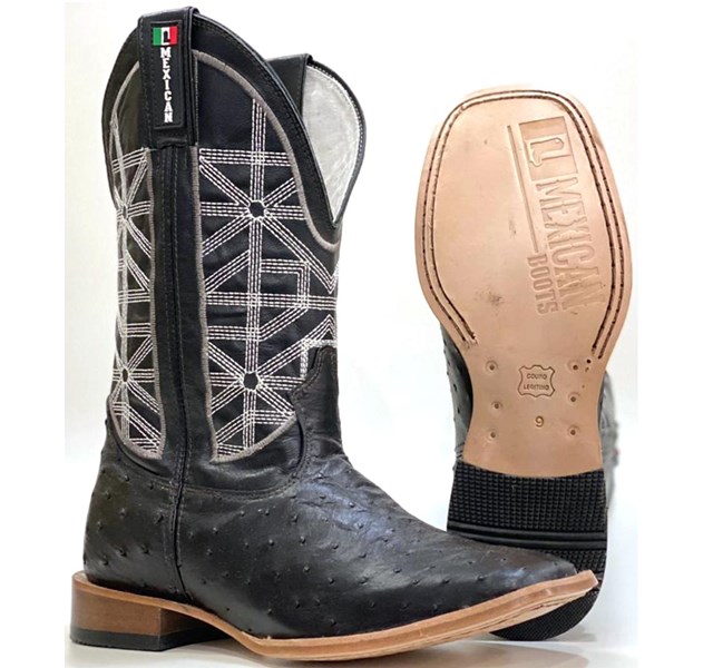 Bota Mexican Boots Avestruz Preto 91612