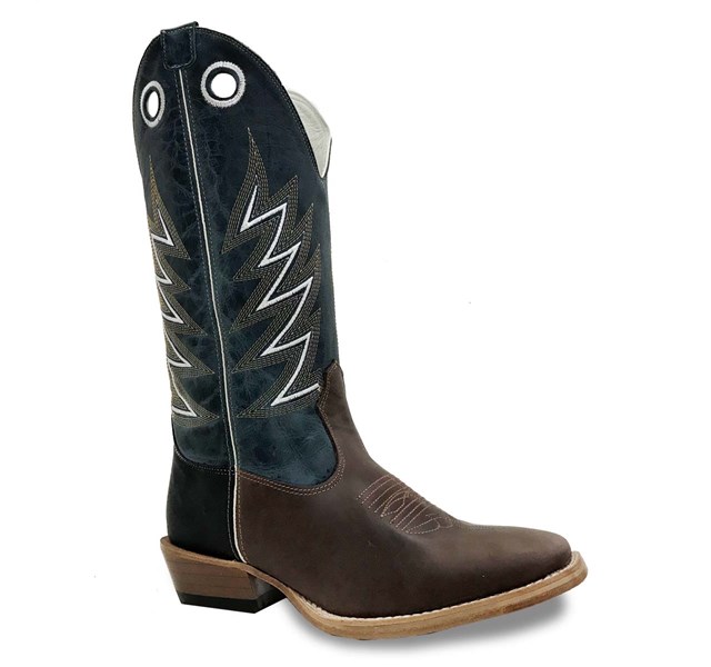 Bota Mexican Boots Pull Up Brown/ Fossil Azul/ Carrapeta 83156