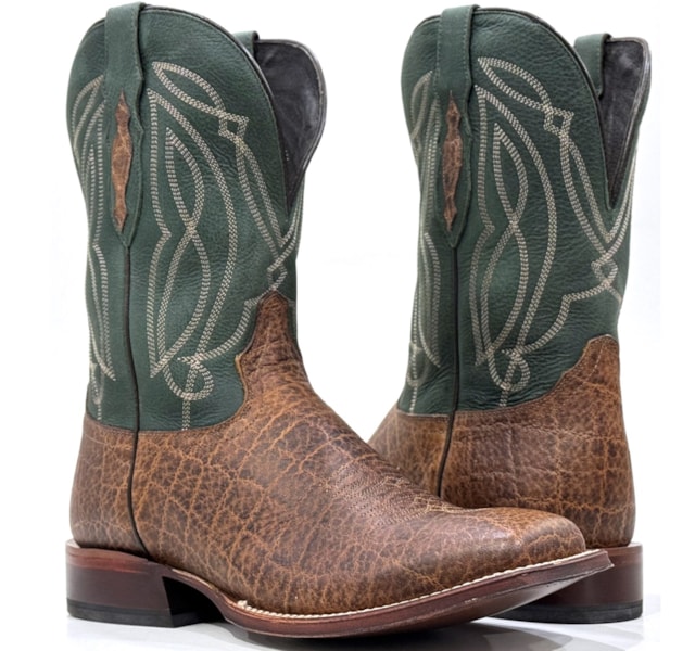 Bota Tony Lama Importada Print Elefante Castanho/Verde Militar TL3017