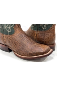 Bota Tony Lama Importada Print Elefante Castanho/Verde Militar TL3017