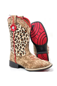 Bota Twister Infantil Bege/Animal Print AVERY