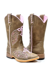 Bota Twister Infantil Marrom/Rosa GRACIE