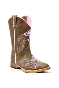 Bota Twister Infantil Marrom/Rosa GRACIE