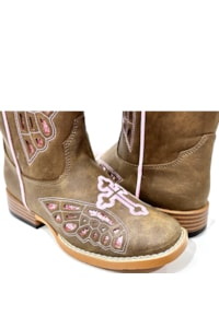 Bota Twister Infantil Marrom/Rosa GRACIE