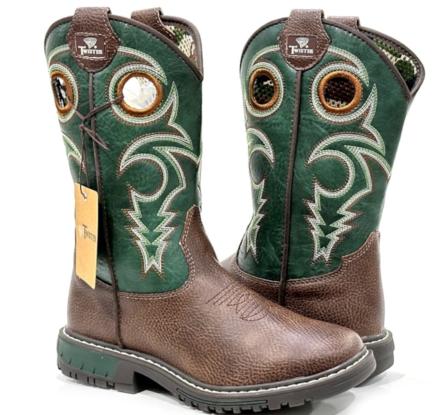 Bota Twister Infantil Marrom/Verde BLAISE