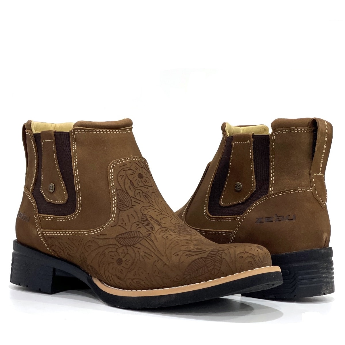 Botina Zebu Areia Entalhado 72126 NB 08 | Cris & Cia