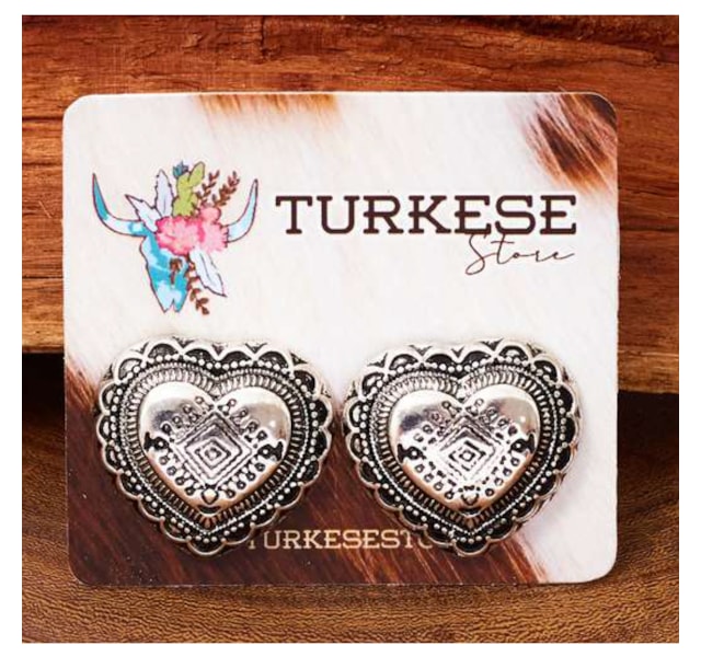 Brinco Turkese Store Concho Heart BR332