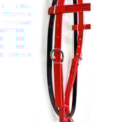 Cabeçada Testeira Top Equine c/ Afgogador Borracha Vermelho/Marrom 13469