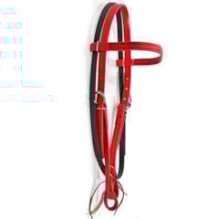 Cabeçada Testeira Top Equine c/ Afgogador Borracha Vermelho/Marrom 13469