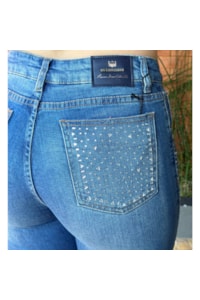 Calça Os Vaqueiros Jeans Claro/Strass V24-10053