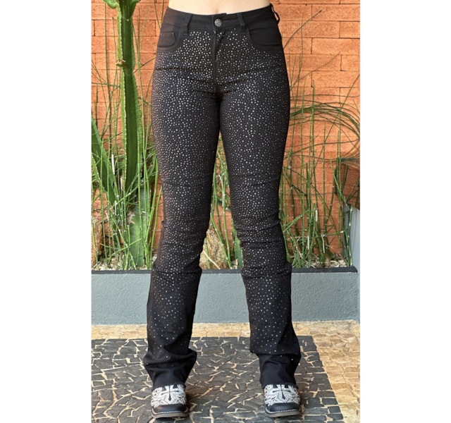 Calça Os Vaqueiros Preto/Strass V24-10052