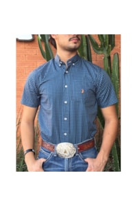 Camisa Austin Western Azul Marinho/Azul Claro 13476-81