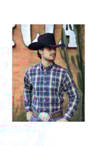 Camisa Austin Western Azul Marinho/Caramelo/Branco 13627-53
