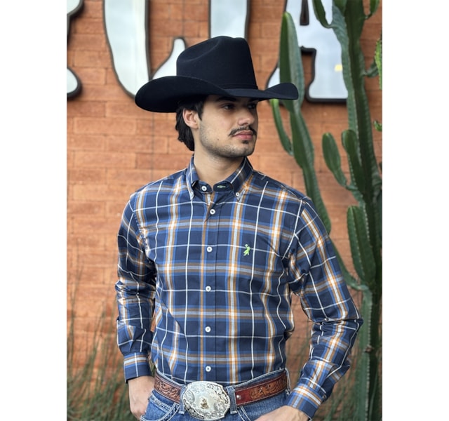 Camisa Austin Western Azul Marinho/Caramelo/Branco 13627-53