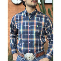 Camisa Austin Western Azul Marinho/Caramelo/Branco 13627-53