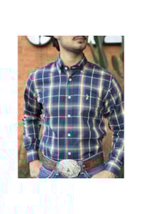 Camisa Austin Western Azul Marinho/Caramelo/Branco 13627-53
