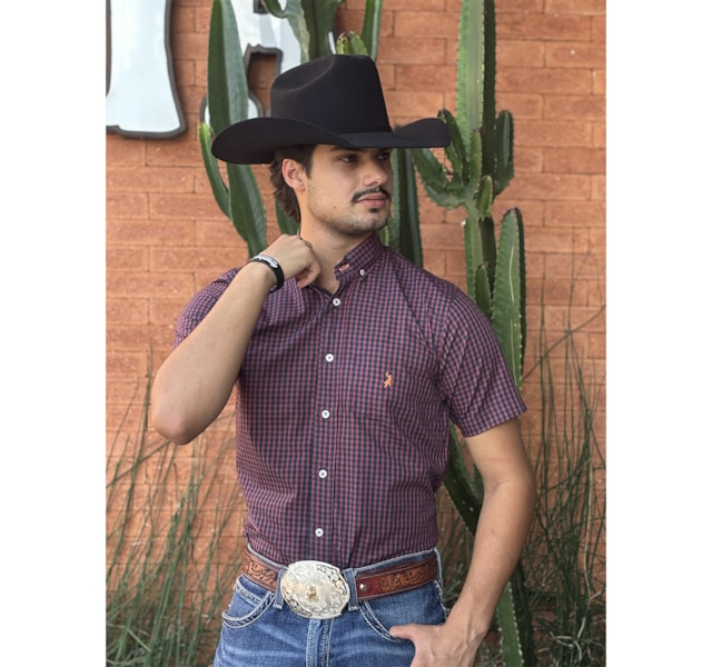 Camisa Austin Western Azul Marinho/Vermelho 13476-80