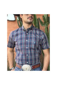 Camisa Austin Western Azul Marinho/Vermelho/Verde 13631-83