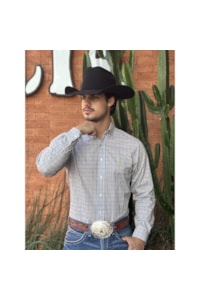 Camisa Austin Western Branco/Caramelo/Azul 13406-66